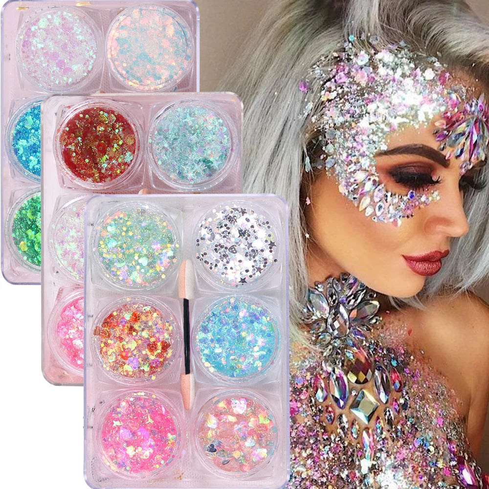 6 jars/set Eyeshadow Festival Makeup Decorations