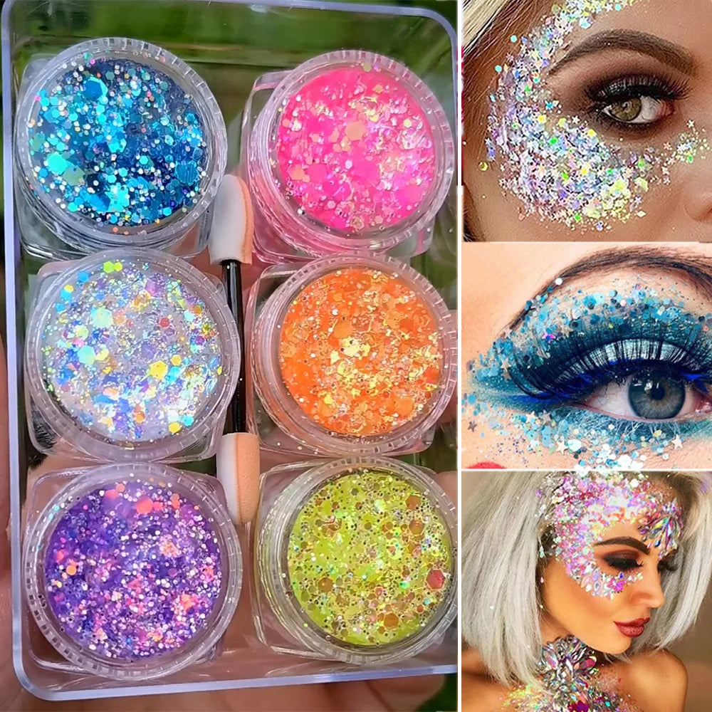 6 jars/set Eyeshadow Festival Makeup Decorations