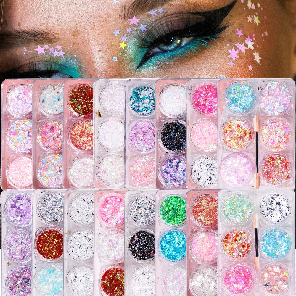 6 jars/set Eyeshadow Festival Makeup Decorations